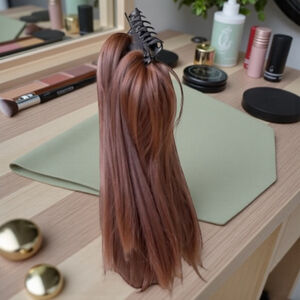 14” auburn red Brown Straight claw clips Ponytail Hair Extension